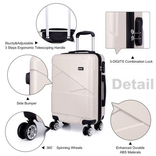 Kono 20 Inch Bandage Effect Hard Shell Suitcase - Beige