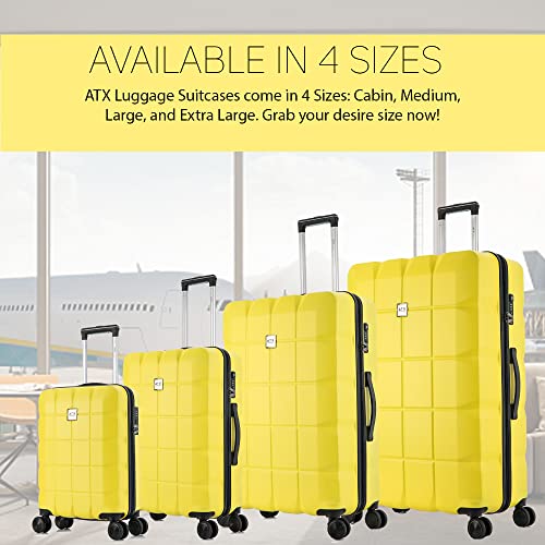 ATX Luggage Extra Large Suitcase Super Lightweight Durable ABS Hard Shell Suitcase with 4 Wheels and Built-in TSA Lock (Yellow, 32 Inches,132 Liter)