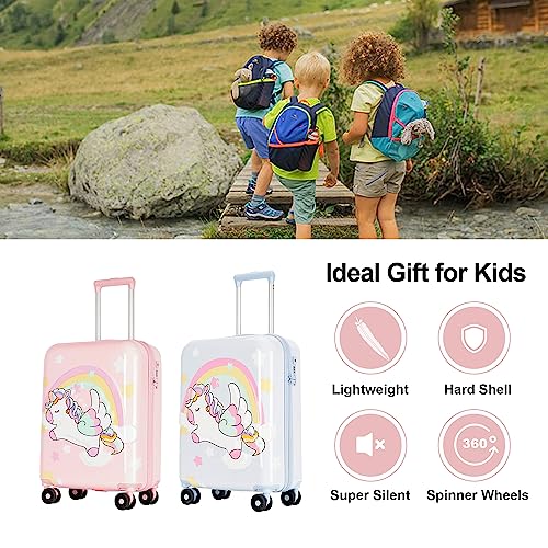 GinzaTravel 3D Cartoon Children's Luggage Trolley Case 20 inch Boys and Girls Universal Wheeled Travel Case, Pink color, carry-on 20inch, Cartoon