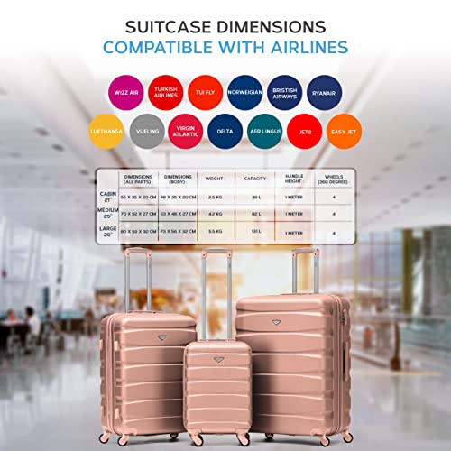 Flight Knight Lightweight 4 Wheel ABS Hard Case Suitcases Cabin & Hold Luggage Options Approved For Over 100 Airlines Including easyJet, British Airways, RyanAir, Virgin Atlantic, Emirates & Many More