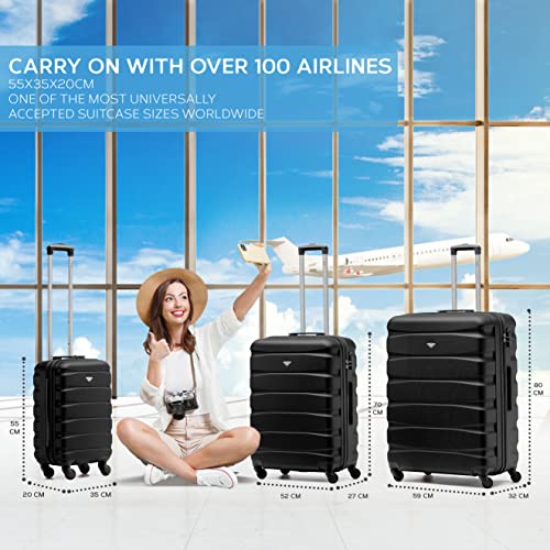 Flight Knight Lightweight 4 Wheel ABS Hard Case Suitcases Cabin & Hold Luggage Options Approved For Over 100 Airlines Including easyJet, British Airways, RyanAir, Virgin Atlantic, Emirates & Many More