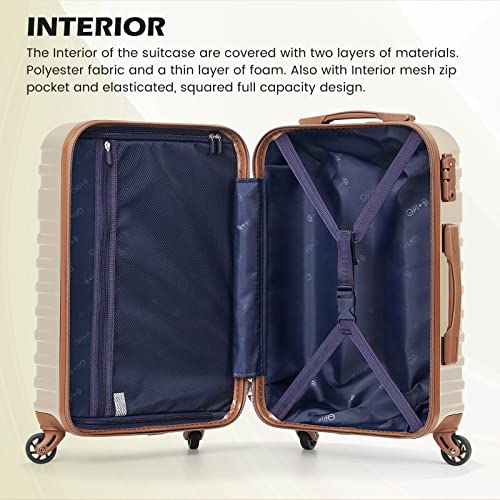 COOLIFE Suitcase Trolley Carry On Hand Cabin Luggage Hard Shell Travel Bag Lightweight with TSA Lock,The Suitcase Included 1pcs Travel Bag and 1pcs Toiletry Bag (Sky Blue, 20 Inch Luggage Set)