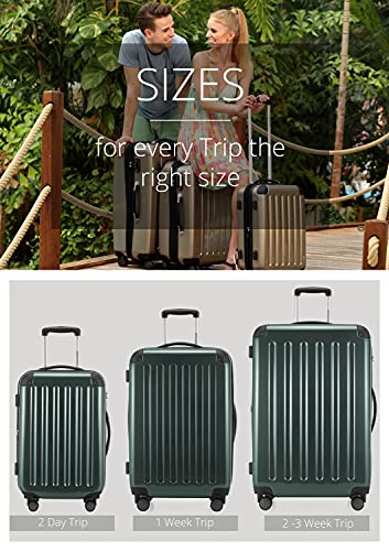 HAUPTSTADTKOFFER - Alex - Luggage Suitcase Hardside Spinner Trolley 4 Wheel Expandable, 65cm, TSA, dark green