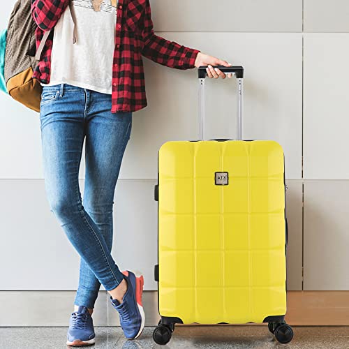 ATX Luggage Extra Large Suitcase Super Lightweight Durable ABS Hard Shell Suitcase with 4 Wheels and Built-in TSA Lock (Yellow, 32 Inches,132 Liter)