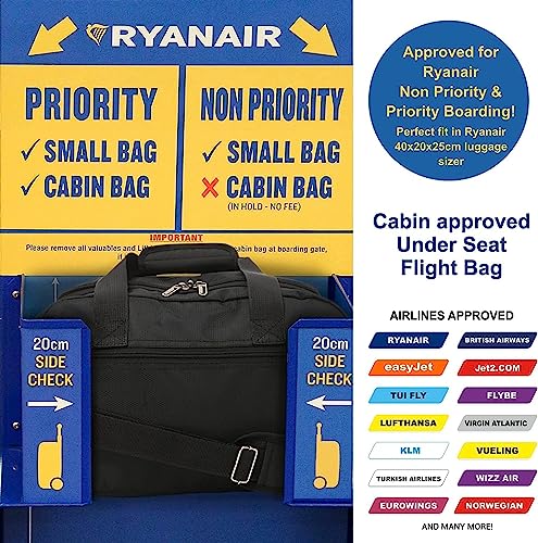 Aerolite Lightweight 4 Wheel Carry On Hand Cabin Luggage Suitcase Black Grey for British Airways Ryanair (Priority) easyJet (Plus/Flexi) & Many More