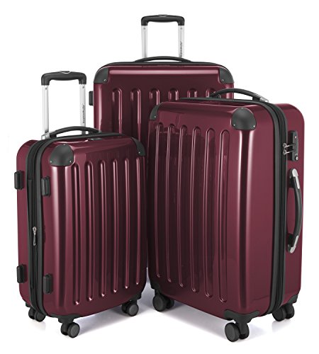 HAUPTSTADTKOFFER - Alex - Set of 3 Hard-side Luggages Trolley Suitces Expandable, TSA, (S, M & L), burgundy