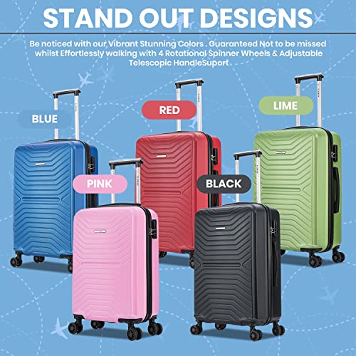 FLYMAX XL 32" Extra Large 4 Wheel Suitcases Spinner Lightweight Luggage ABS Travel Cases Blue 125 Lite