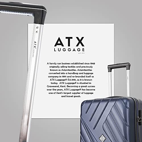 ATX Luggage Cabin Suitcase Super Lightweight Durable ABS Carry on Suitcase with 4 Dual Spinner Wheels and Built-in 3 Digit Combination Lock (Navy, 21 Inches, 33 Liter)