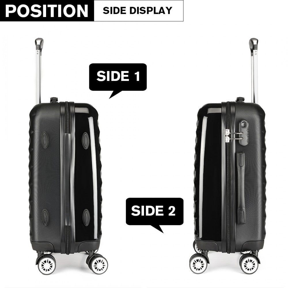 Kono Multifaceted Diamond Pattern Hard Shell 20 Inch Suitcase - Black