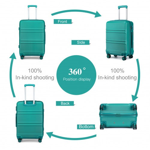 Kono Abs 24 Inch Sculpted Horizontal Design Suitcase - Teal