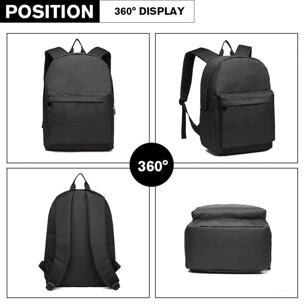 Kono Large Functional Basic Backpack - Black