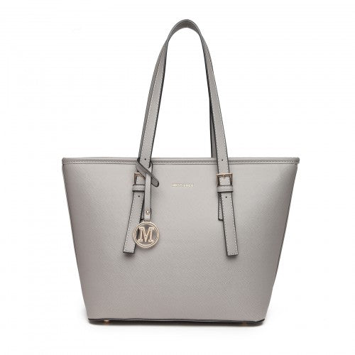 Miss Lulu Minimalist Tote Handbag Structured - Grey