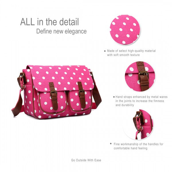 Miss Lulu Oil Cloth Satchel Polka Dot Plum