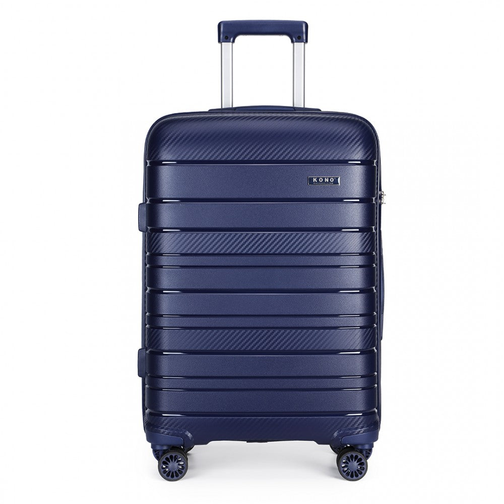 Kono 24 Inch Multi Texture Hard Shell Pp Suitcase - Classic Collection - Navy