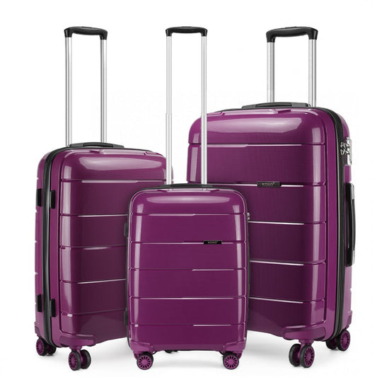 Kono 20/24/28” Hard Shell PP Suitcase Set - Purple