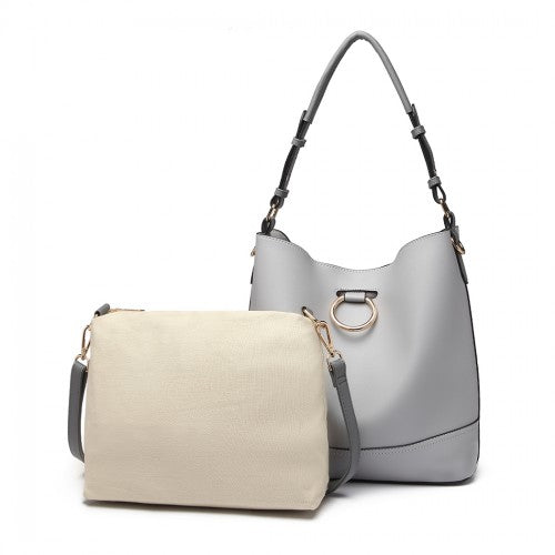 Lulu 2 Piece Bucket Tote Bag Set - Grey