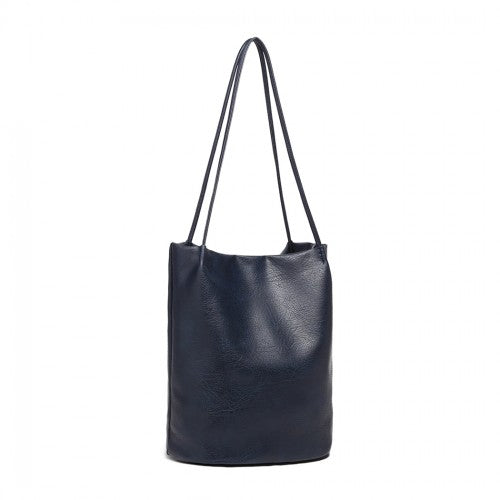 Miss Lulu Large Bucket Shoulder Bag - Navy