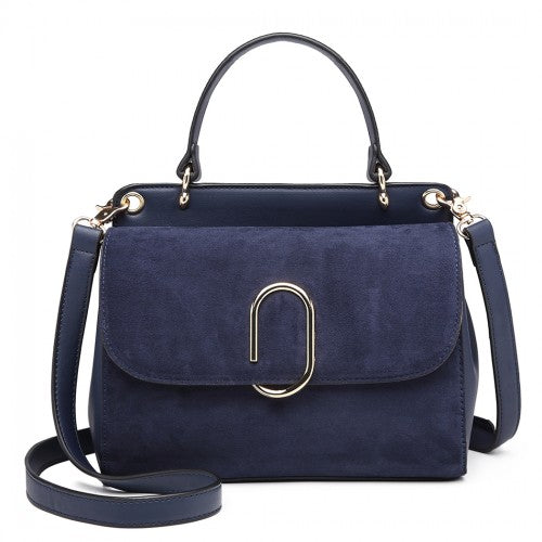 Miss Lulu Stylish Ladies Leather Handbag Shoulder Bag - Navy