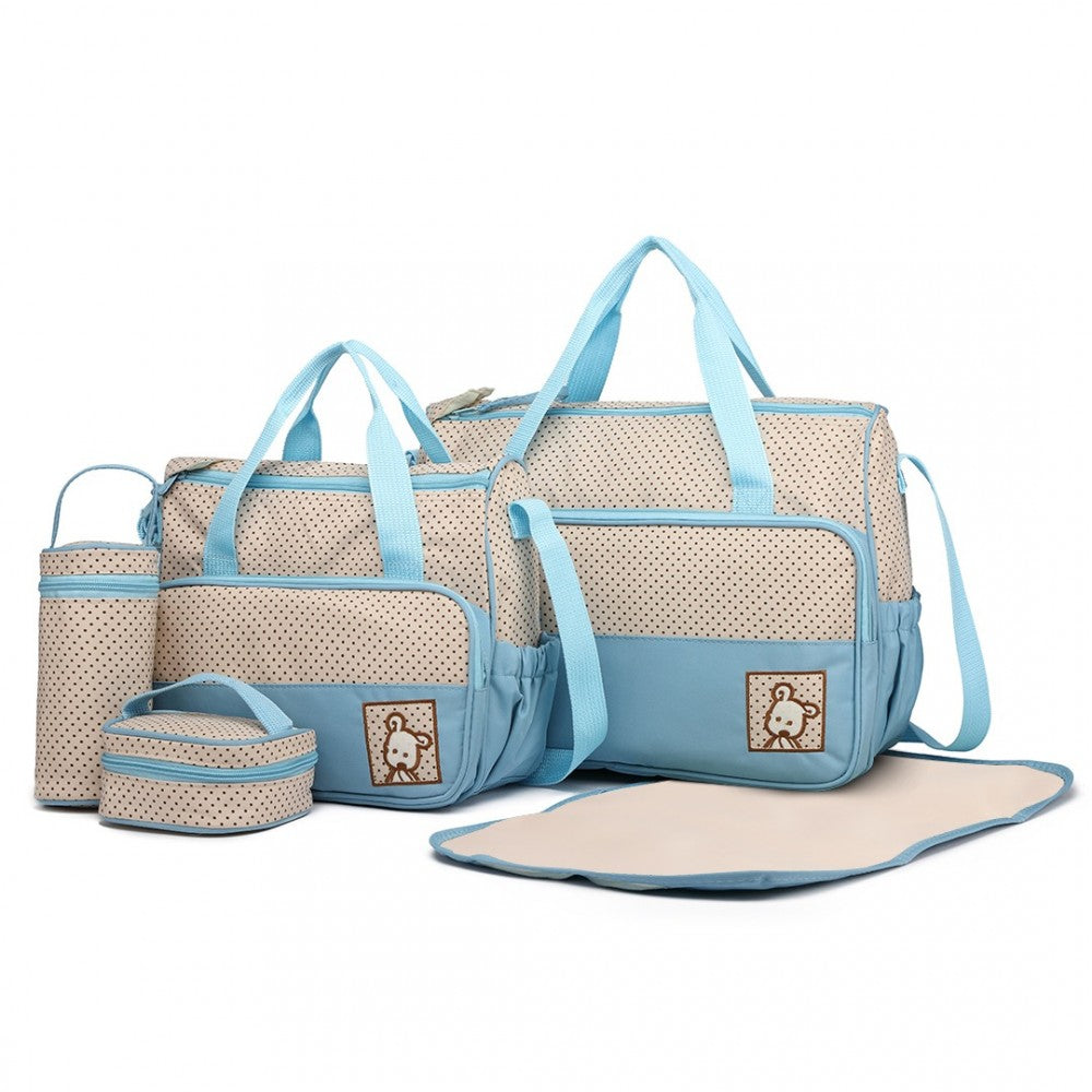 Miss Lulu Polyester 5 Pcs Set Maternity Baby Changing Bag Dot - Blue