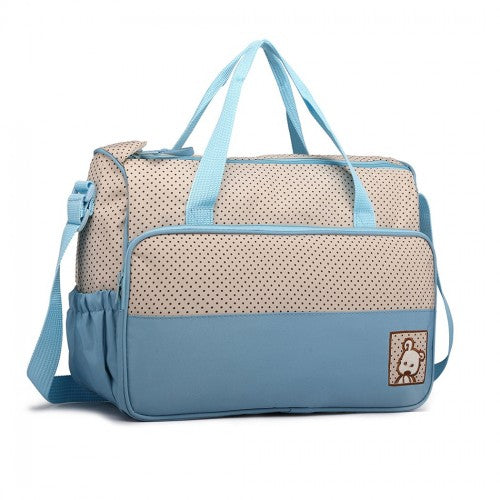 Miss Lulu Polyester 5 Pcs Set Maternity Baby Changing Bag Dot - Blue