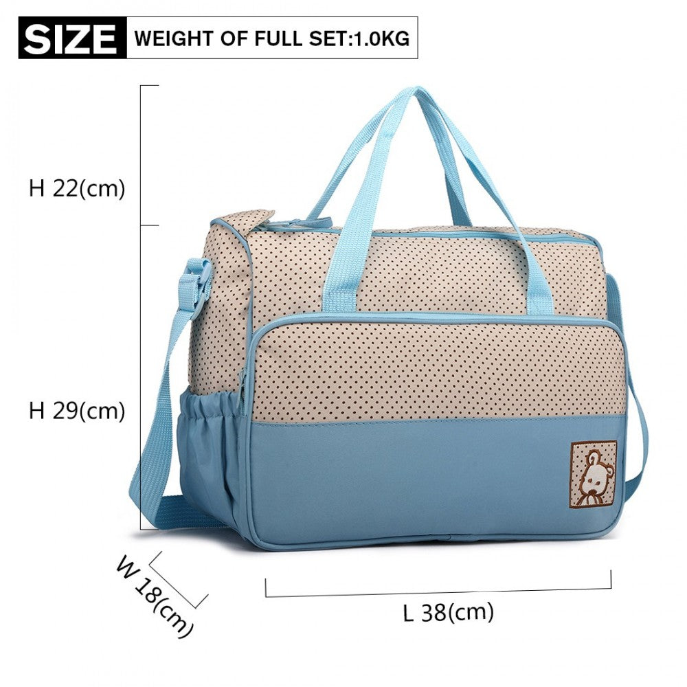 Miss Lulu Polyester 5 Pcs Set Maternity Baby Changing Bag Dot - Blue