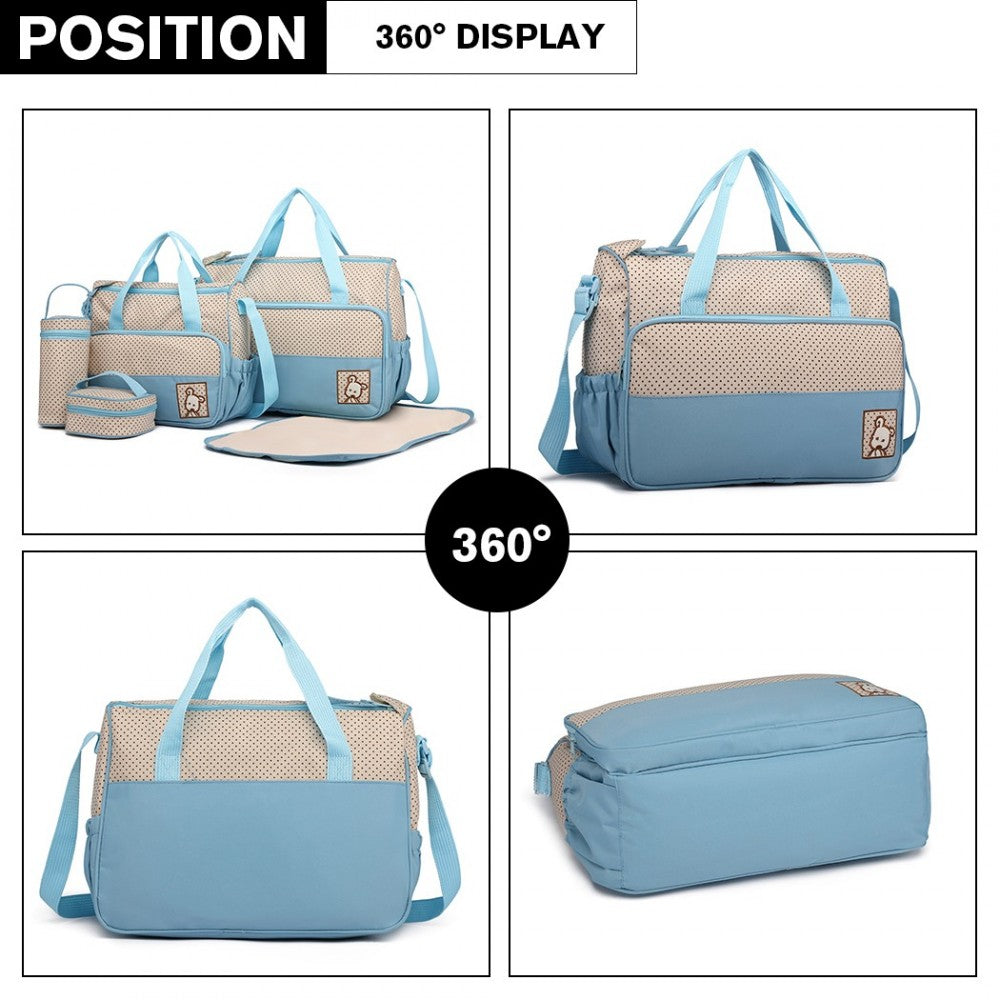 Miss Lulu Polyester 5 Pcs Set Maternity Baby Changing Bag Dot - Blue