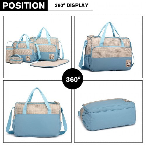 Miss Lulu Polyester 5 Pcs Set Maternity Baby Changing Bag Dot - Blue