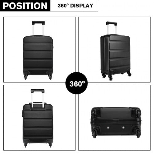 Kono Horizontal Design Abs Hard Shell Luggage 20 Inch Suitcase - Black