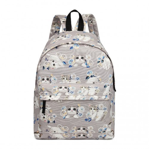 MISS LULU LARGE BACKPACK CAT POLKA DOT - GREY