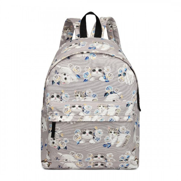 MISS LULU LARGE BACKPACK CAT POLKA DOT - GREY