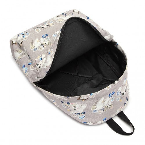 MISS LULU LARGE BACKPACK CAT POLKA DOT - GREY