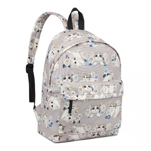 MISS LULU LARGE BACKPACK CAT POLKA DOT - GREY