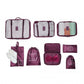 Kono 8 Piece Polyester Travel Luggage Organiser Bag Set - Burgundy