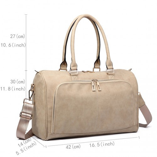 Miss Lulu Leather Look Maternity Changing Shoulder Bag Beige