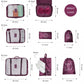 Kono 8 Piece Polyester Travel Luggage Organiser Bag Set - Burgundy