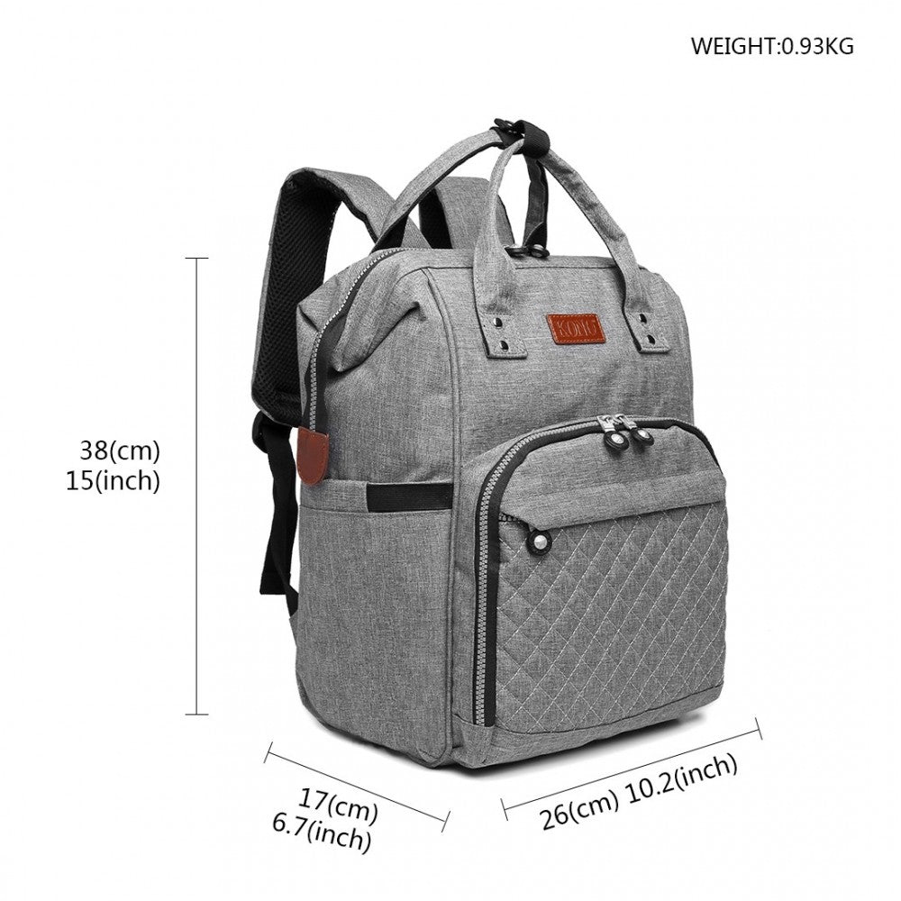 Kono Wide Open Designed Baby Diaper Changing Backpack - Grey