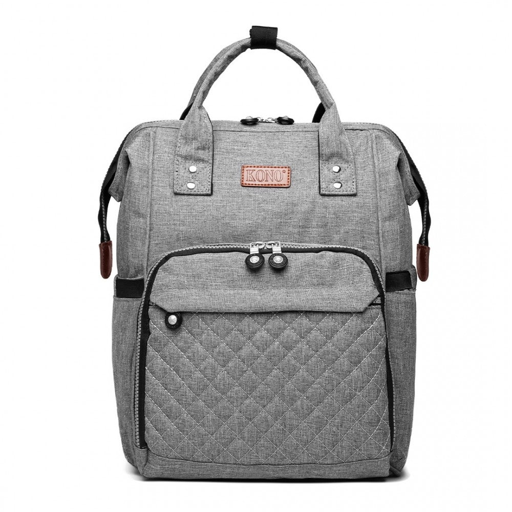 Kono Wide Open Designed Baby Diaper Changing Backpack - Grey