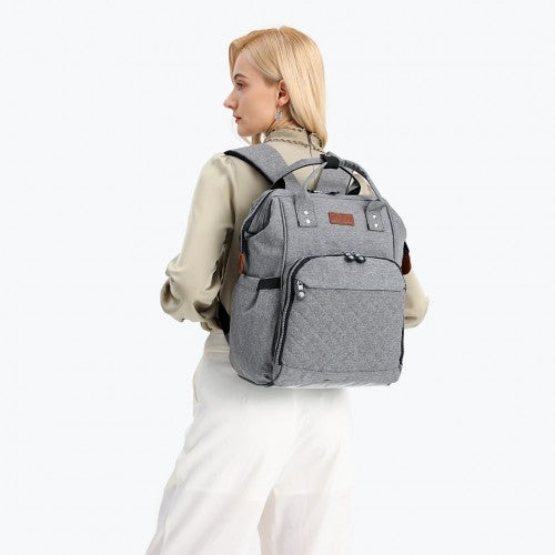 Kono Wide Open Designed Baby Diaper Changing Backpack - Grey