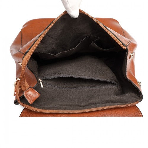 Miss Lulu Vintage Oil-Wax Faux Leather Backpack