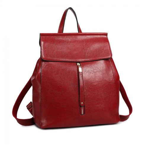 Miss Lulu Vintage Oil-Wax Faux Leather Backpack