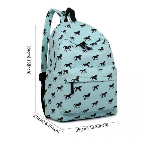 Miss Lulu Large Backpack Horse Blue