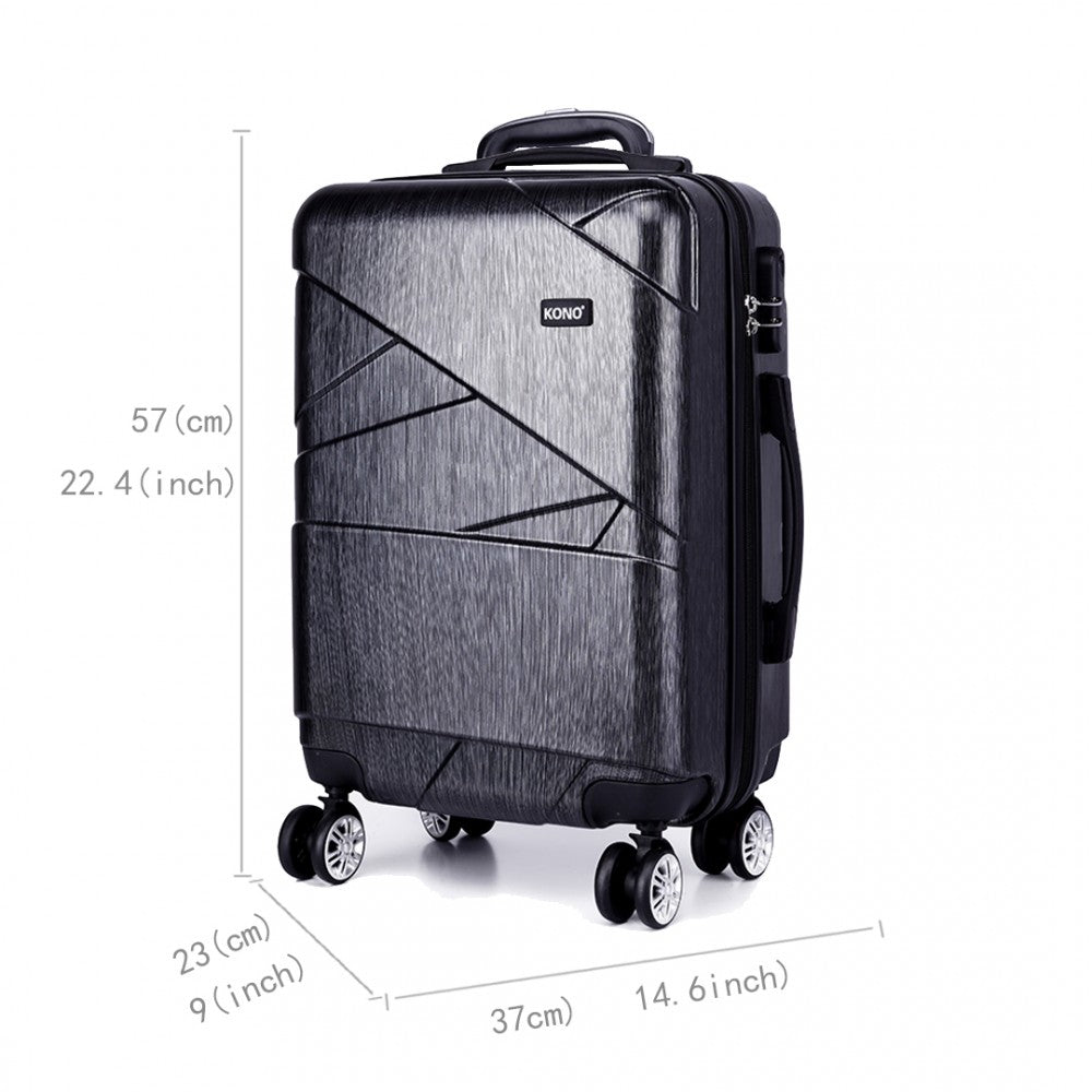 Kono Bandage Effect Hard Shell Suitcase 20 Inch Luggage Set Grey