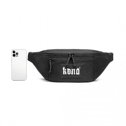 Kono Lightweight Fashion Sports Bum Bag For Men And Women - Black