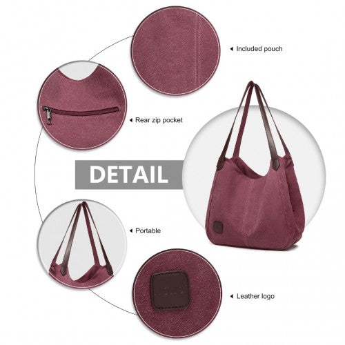 Kono Canvas Shoulder Tote Bag - Claret