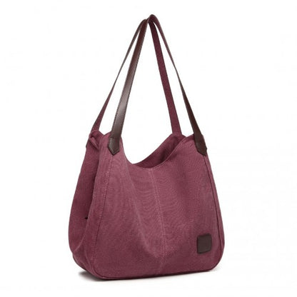 Kono Canvas Shoulder Tote Bag - Claret