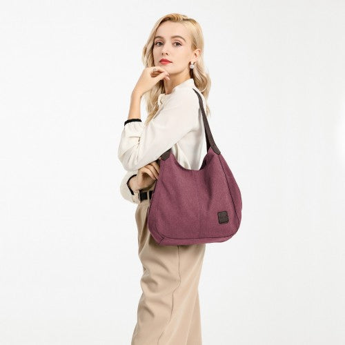 Kono Canvas Shoulder Tote Bag - Claret