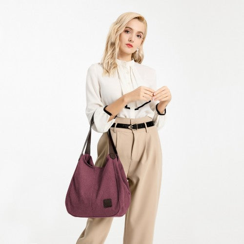 Kono Canvas Shoulder Tote Bag - Claret