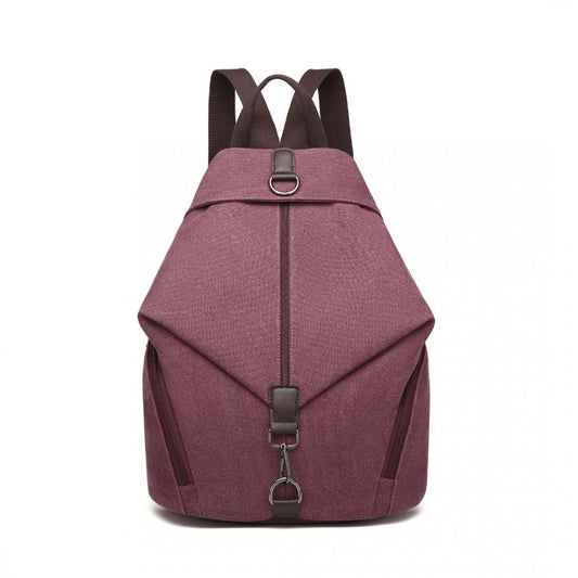 Kono Fashion Anti-Theft Canvas Backpack - Claret