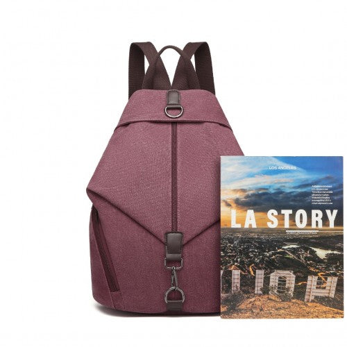 Kono Fashion Anti-Theft Canvas Backpack - Claret