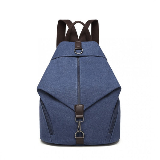 Kono Fashion Anti-Theft Canvas Backpack - Navy